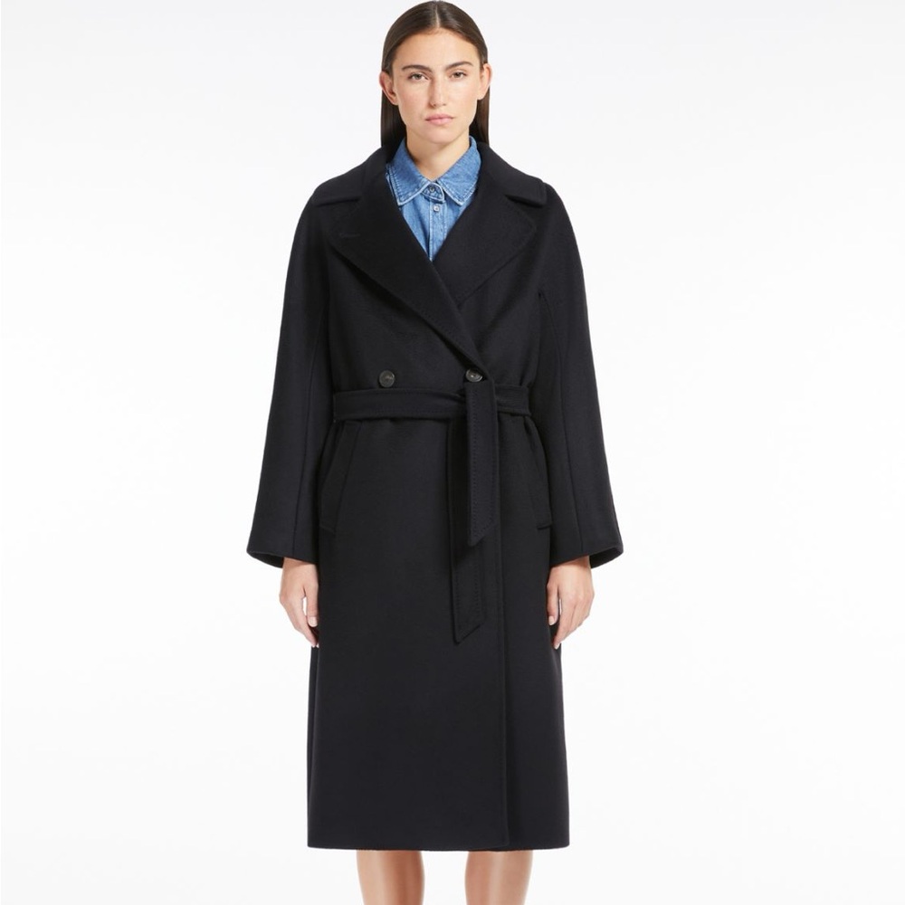 Weekend Max Mara Belted Wool Coat US 4 Black